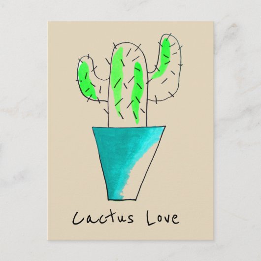 Carte Postale Cactus amour du désert mexicain jolie illustration (Devant)