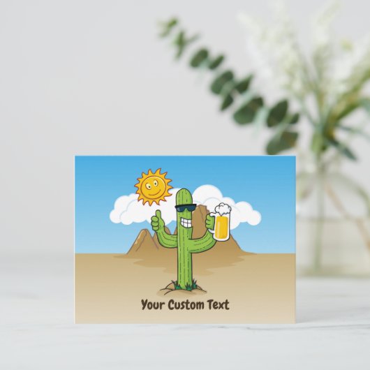 Carte Postale Cactus avec bière horizontale (Debout devant)