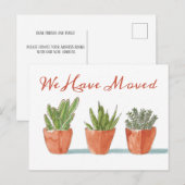 Carte Postale Cactus bohème aquarelle  | Changement d'adresse (Devant / Derrière)