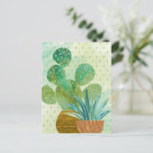 Carte Postale Cactus d'aquarelle monogramme tous les jours (Debout devant)