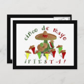 Carte Postale Cactus de fête avec guitare et poivrons dansants (Devant / Derrière)