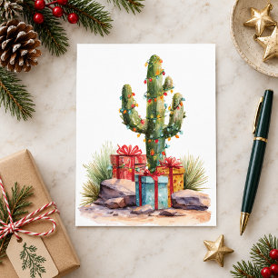 Carte Postale Cactus de Noël du désert du Sud-Ouest