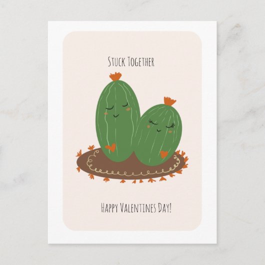 Carte Postale Cactus Doodle Saint-Valentin  (Devant)