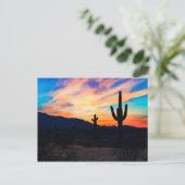 Carte Postale Cactus du désert au coucher du soleil Crépuscule (Debout devant)