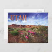 Carte Postale Cactus du désert de l'Utah (Devant / Derrière)
