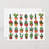 Carte Postale Cactus du désert pointillés et succulents (Devant / Derrière)