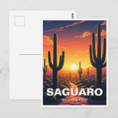 Carte Postale Cactus du Parc national du Saguaro Souvenir (Devant / Derrière)
