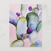 Carte Postale Cactus du sud-ouest rose Fleur violette Aquarelle  (Devant)