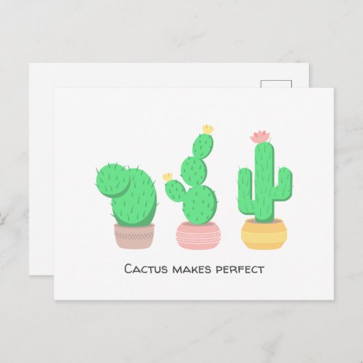 Carte Postale Cactus en pot - Cactus fait la perfection (Devant / Derrière)