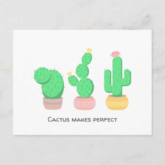Carte Postale Cactus en pot - Cactus fait la perfection (Devant)