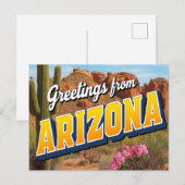 Carte Postale Cactus et désert de l'Arizona (Devant / Derrière)