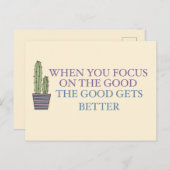 Carte Postale Cactus et devis positif  (Devant / Derrière)