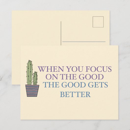 Carte Postale Cactus et devis positif  (Devant / Derrière)