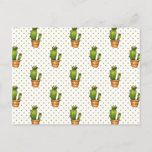 Carte Postale Cactus et Motif de point de polk Succulent