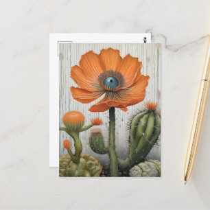 Carte Postale Cactus et pavot avec un eyeball