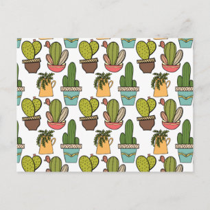 Carte Postale Cactus Intérieur & Succulents Dans Les Pots Motif