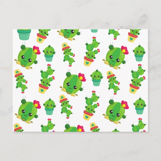 Carte Postale Cactus Mignon, Cactus Vert, Motif Cactus (Devant)