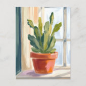 Carte Postale Cactus Plant | Green Botanical Watercolor (Devant)