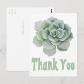 Carte Postale Cactus Succulent à la menthe verte en Merci floral (Devant / Derrière)