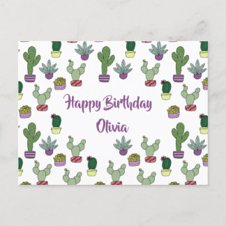 Carte Postale Cactus Succulent Cactus Plantes Posés Joyeux Anniv