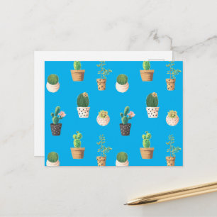 Carte Postale Cactus Succulents de Dessert Vert dans les pots
