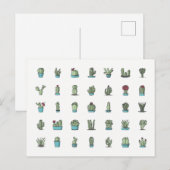 Carte Postale Cactus Succulents Plante main tiré Botanique (Devant / Derrière)