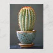 Carte Postale Cactus vert dans un pot en céramique sarcelle Phot (Devant)