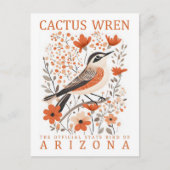 Carte Postale Cactus Wren Bird Arizona USA Travel (Devant)