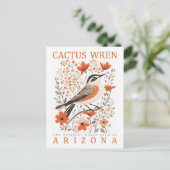 Carte Postale Cactus Wren Bird Arizona USA Travel (Debout devant)