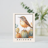 Carte Postale Cactus Wren Desert Bird Arizona State (Debout devant)