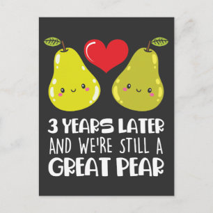Carte Postale Cadeau 3ème anniversaire de mariage Couple poire