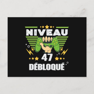 Carte Postale Cadeau 47 ans Anniversaire Gamer Niveau 47