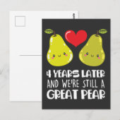 Carte Postale Cadeau 4ème anniversaire de mariage Couple poire (Devant / Derrière)
