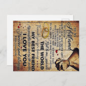 Carte Postale Cadeau à mon mari, lettre de citations d'amour (Devant / Derrière)