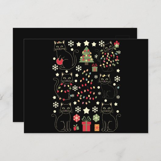 Carte Postale Cadeau Amoureux des chats de Noël pour le propriét (Devant / Derrière)