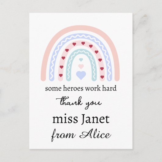 Carte Postale Cadeau Arc-en-Ciel de Remerciement de Noël Profess (Devant)