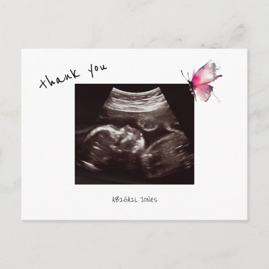 Carte Postale Cadeau Baby Shower Echographie Papillon Mignon Mer (Devant)