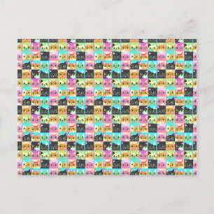 Carte Postale Cadeau Chat Motif de Chat Mignon Kawaii