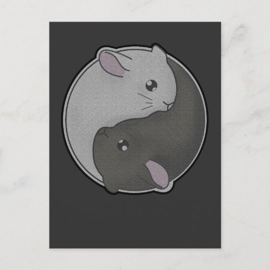 Carte Postale Cadeau Chinchilla Yin Yang Rodent Pet Taoism (Devant)