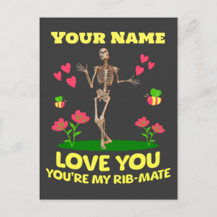 Carte Postale Cadeau d'amour squelette Rib Mate personnalisé got