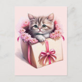 Carte Postale Cadeau d'anniversaire de chaton adorable dans une  (Devant)