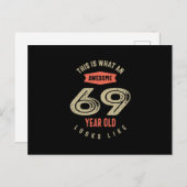 Carte Postale Cadeau d'anniversaire incroyable 69 ans Drôle 69èm (Devant / Derrière)