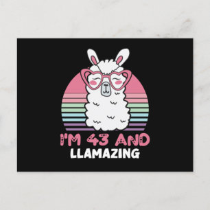 Carte Postale Cadeau d'anniversaire Llamazing 43 ans 43ème anniv