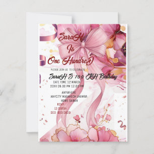 Carte Postale Cadeau d'anniversaire moderne Rose pourple 100e an