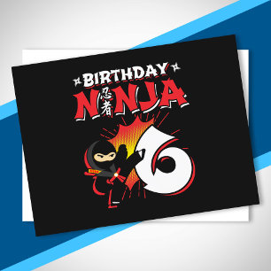 Carte Postale Cadeau d'anniversaire pour enfants Ninja - 6 ans