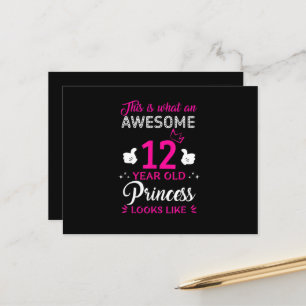 Carte Postale Cadeau d'anniversaire pour fille de 12 ans princes