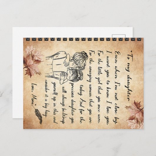 Carte Postale Cadeau d'anniversaire pour ma fille, Cadeau maman (Devant / Derrière)