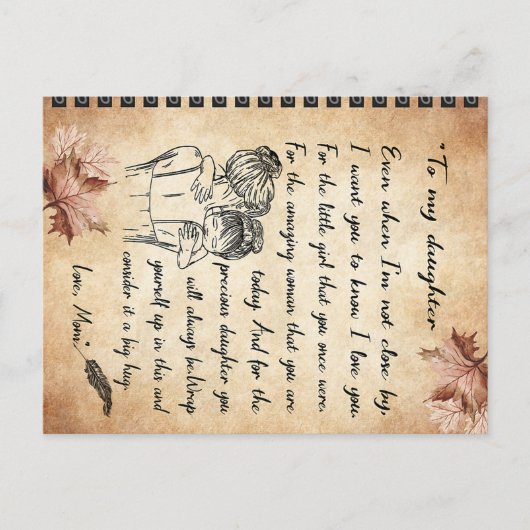 Carte Postale Cadeau d'anniversaire pour ma fille, Cadeau mignon (Devant)