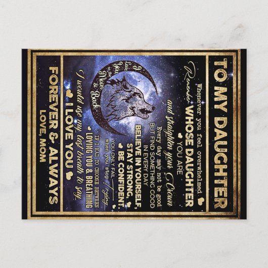 Carte Postale Cadeau d'anniversaire pour ma fille loup, cadeau d (Devant)