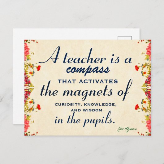 Carte Postale Cadeau d'appréciation de l'enseignant Un enseignan (Devant / Derrière)